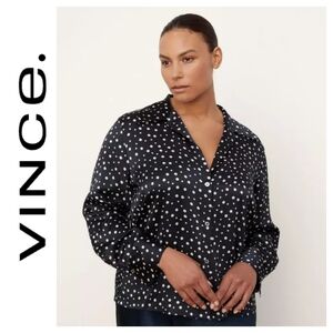 Vince silk dotted navy blouse nwt 3x